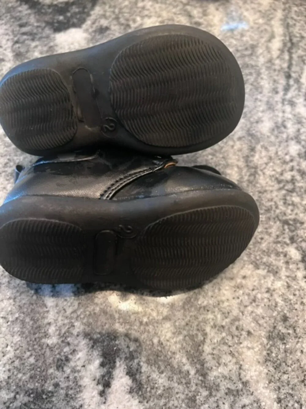 TENDERTOES Infant Boys Black Oxford Crib shoes Size 2 faux‎ leather Newborn